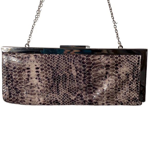 3/$10 Calvin Klein Purse 11”x4.5” Faux Snakeskin Clutch Evening - Picture 2 of 7